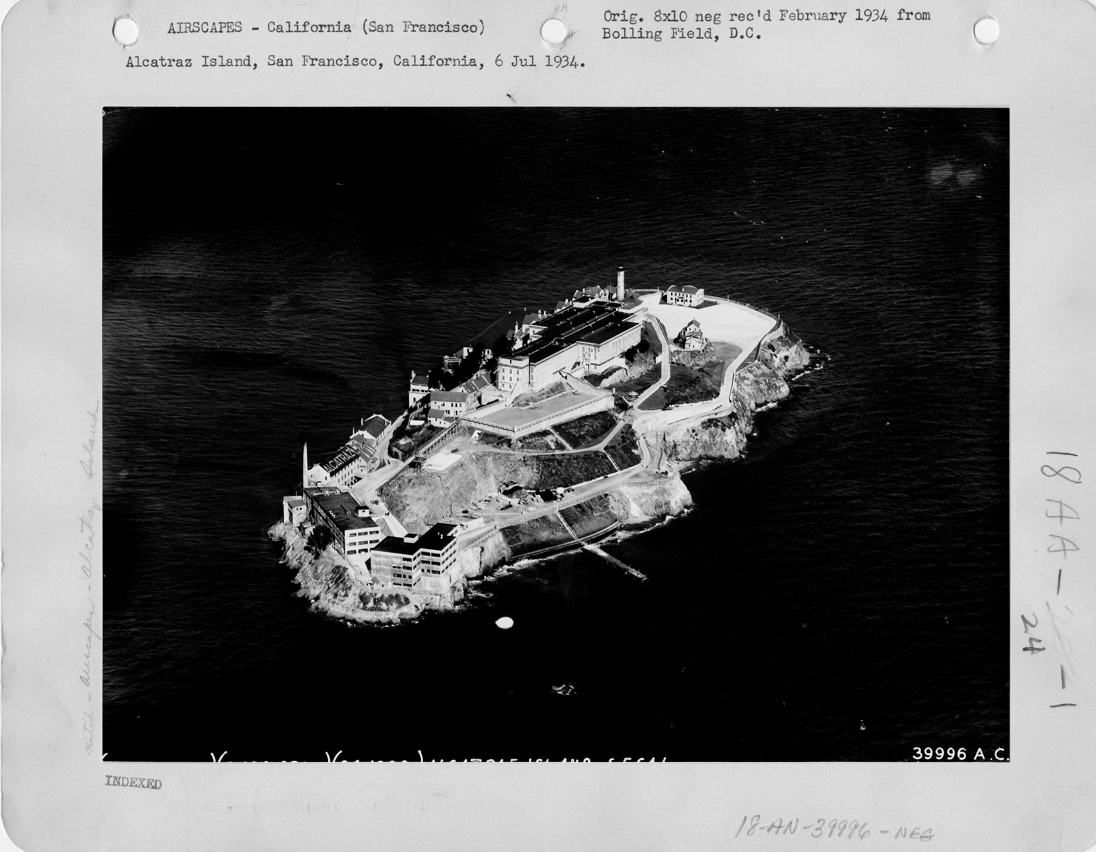 Aerial photograph of Alcatraz Island, 1934, U.S. Army Air Forces