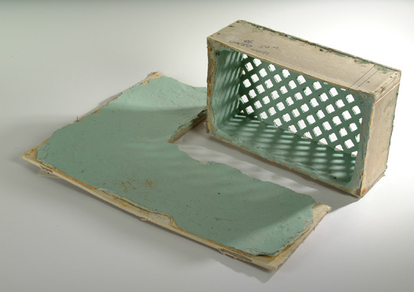One of the false ventilator grilles made by the escapees, made from cardboard and painted to match the original