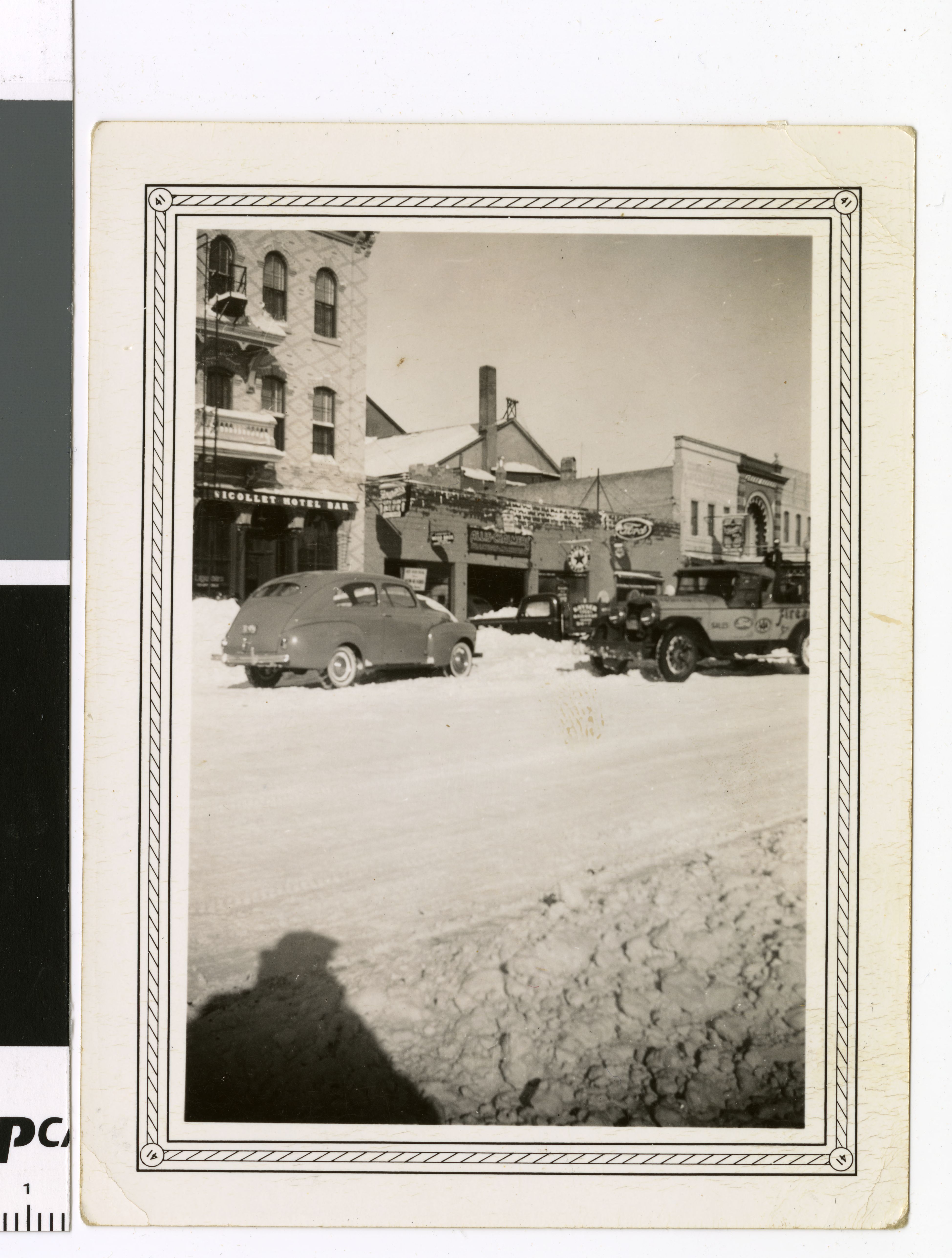 The 100 block of South Minnesota Avenue in St. Peter, Minnesota after the Armistice Day Blizzard, November 11, 1940