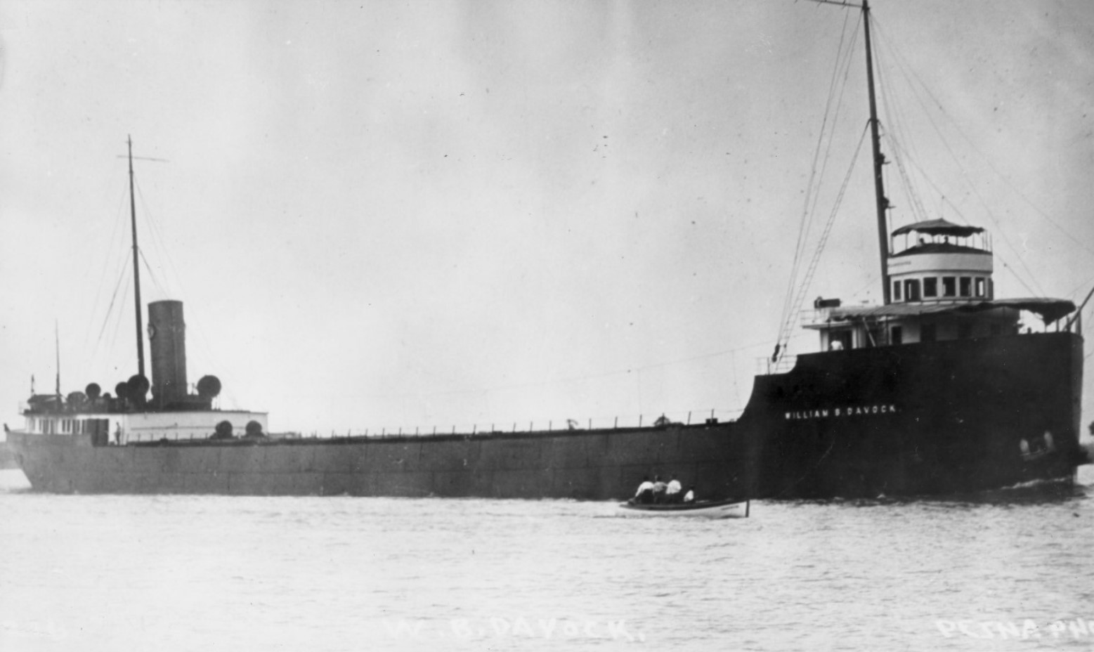 The steamer SS William B. Davock underway on the Great Lakes, photographed before 1913