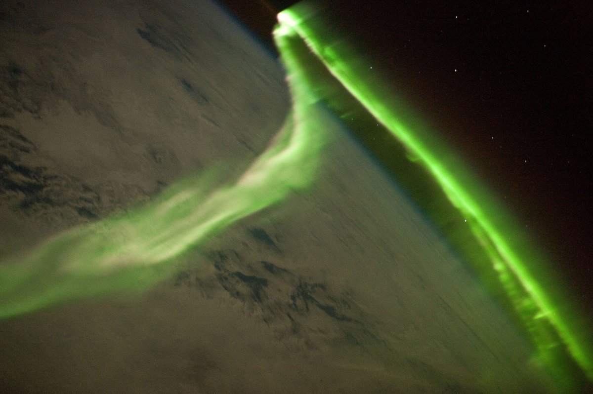 Aurora australis photographed from the International Space Station