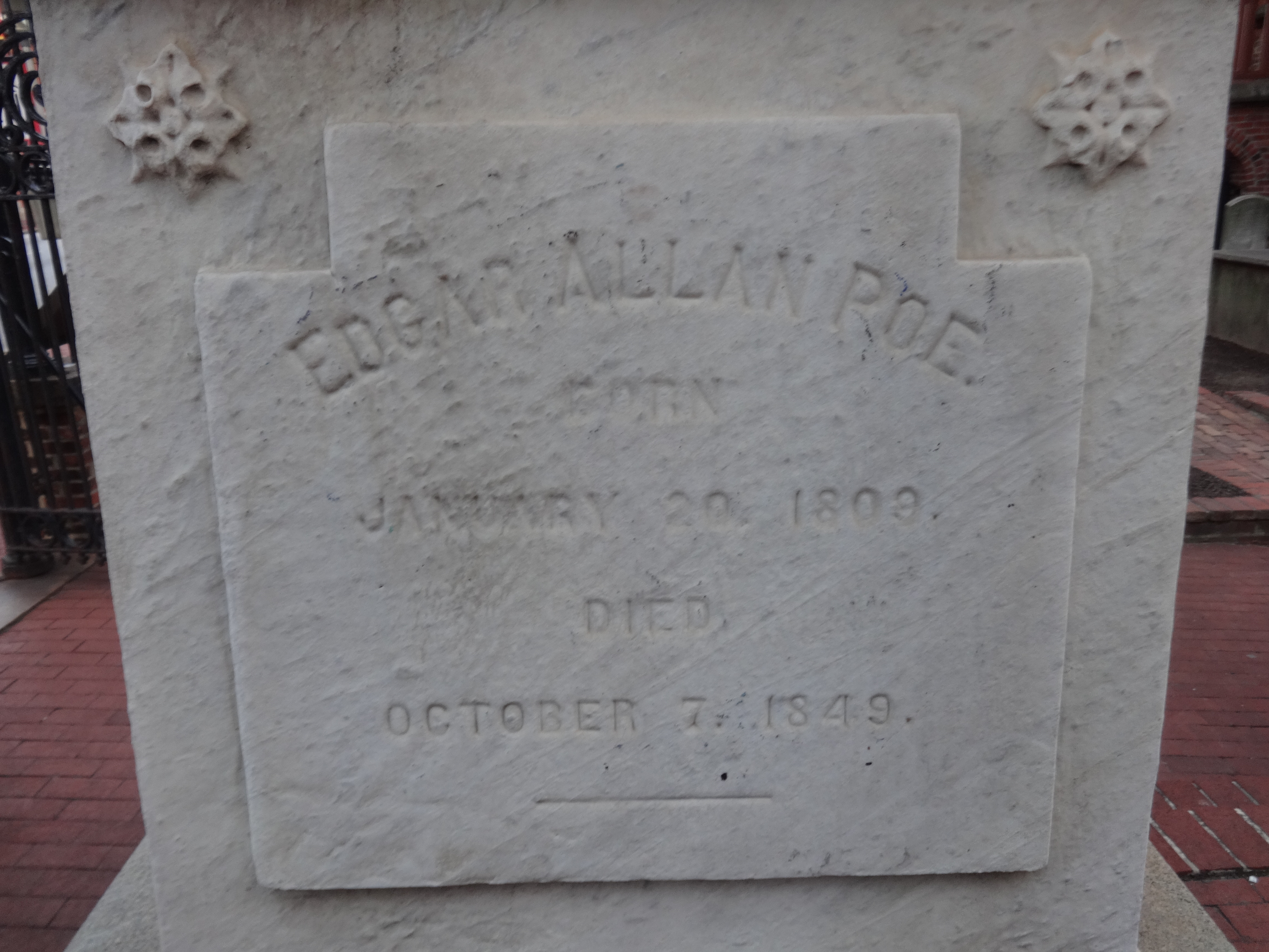 Edgar Allan Poe's grave monument at Westminster Hall and Burying Ground, Baltimore, modern photograph