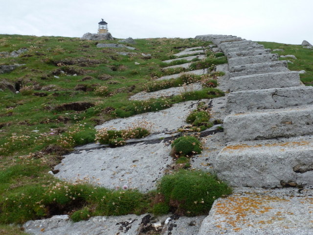 The railway path heading up toward the lighthouse from the landing
