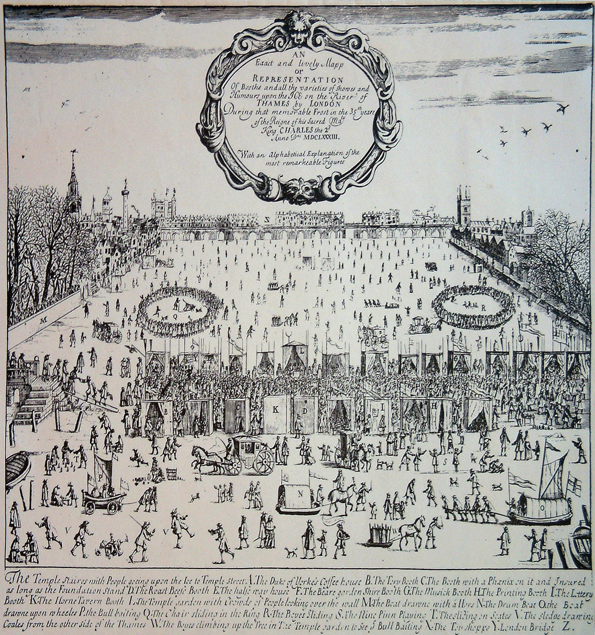 A 1683 printed broadside describing the frost fair on the River Thames