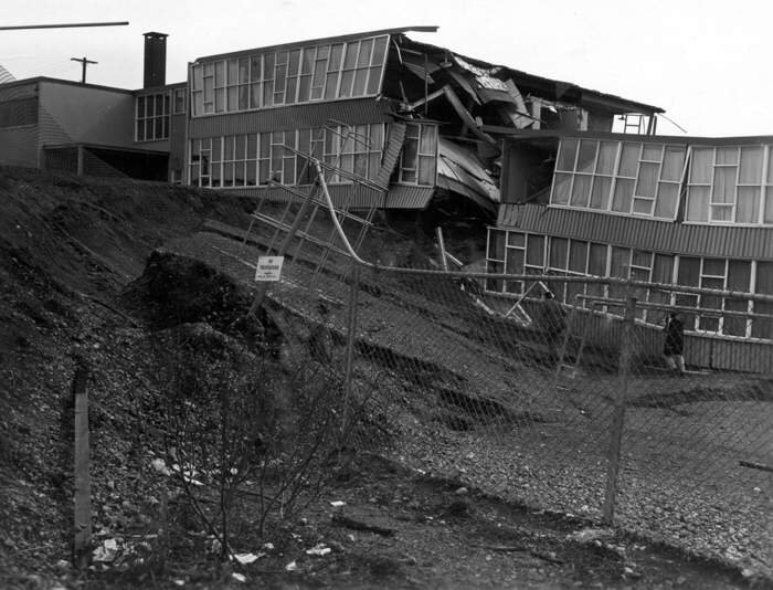 Government Hill School in Anchorage split apart by the 1964 earthquake