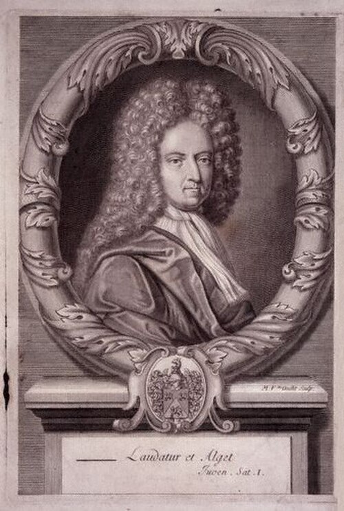 Portrait engraving of Daniel Defoe, 1706, by Michael Van der Gucht after Jeremiah Taverner