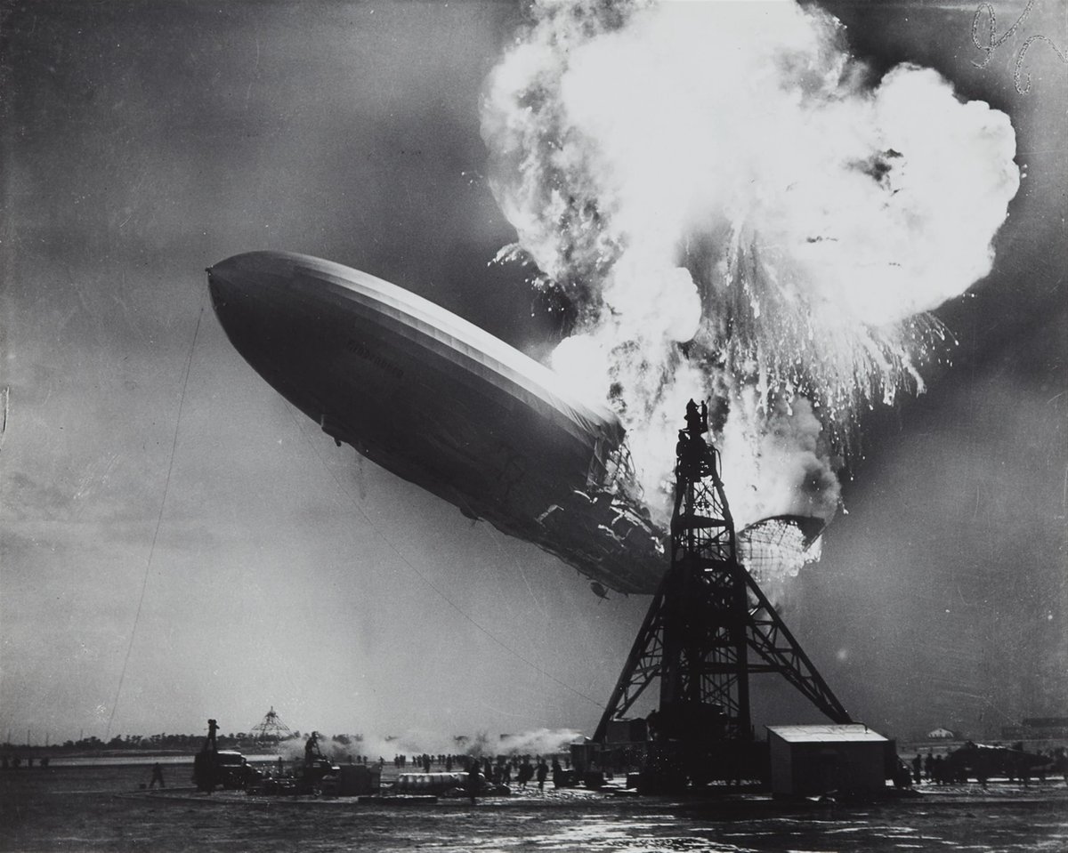 Sam Shere's iconic photograph of the Hindenburg disaster at Lakehurst