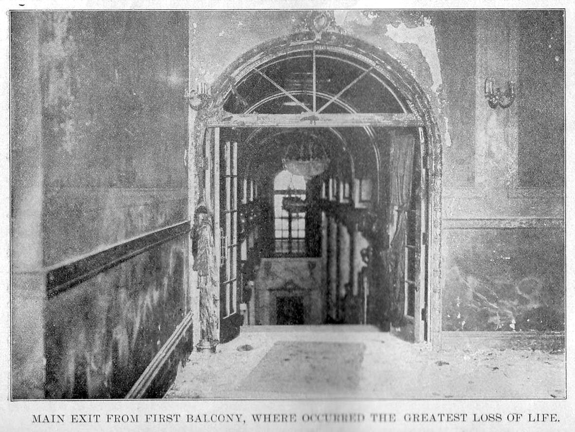 The main exit from the first balcony of the Iroquois Theatre after the fire