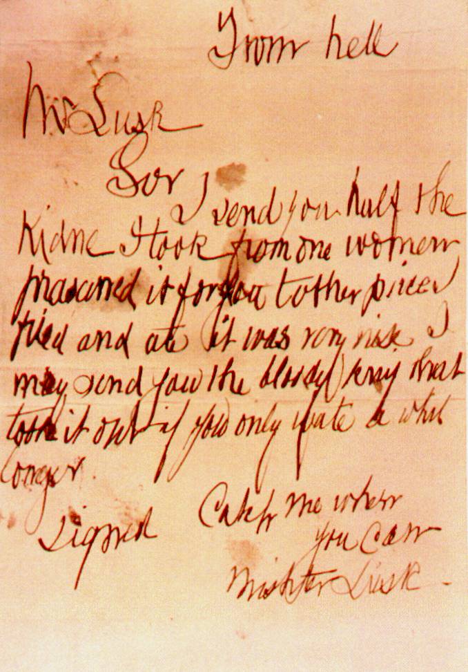 The 'From Hell' letter, October 1888