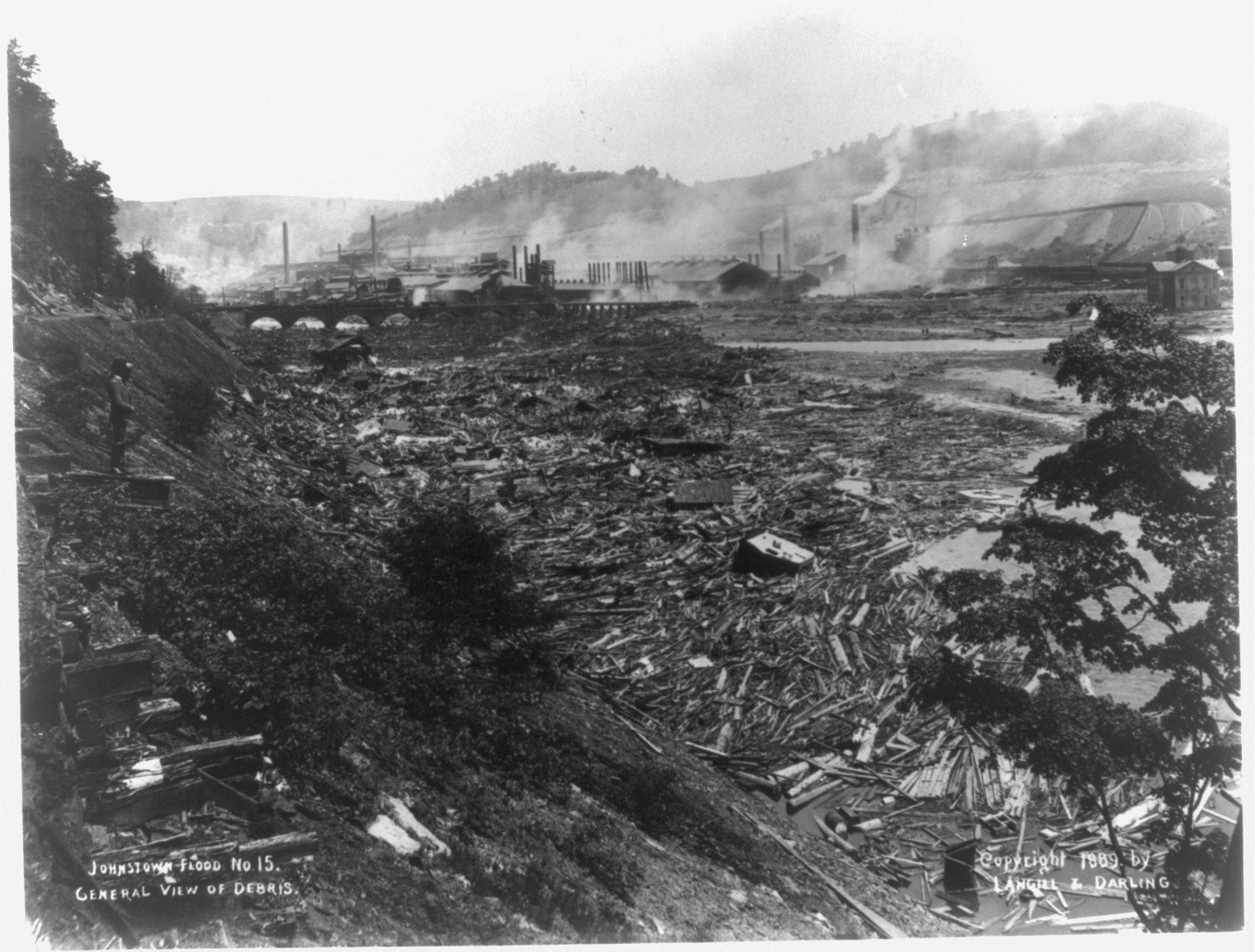 General view of the debris field at Johnstown after the 1889 flood
