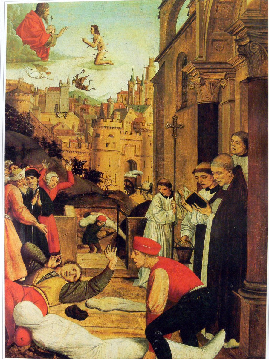 Historical painting depicting plague victims