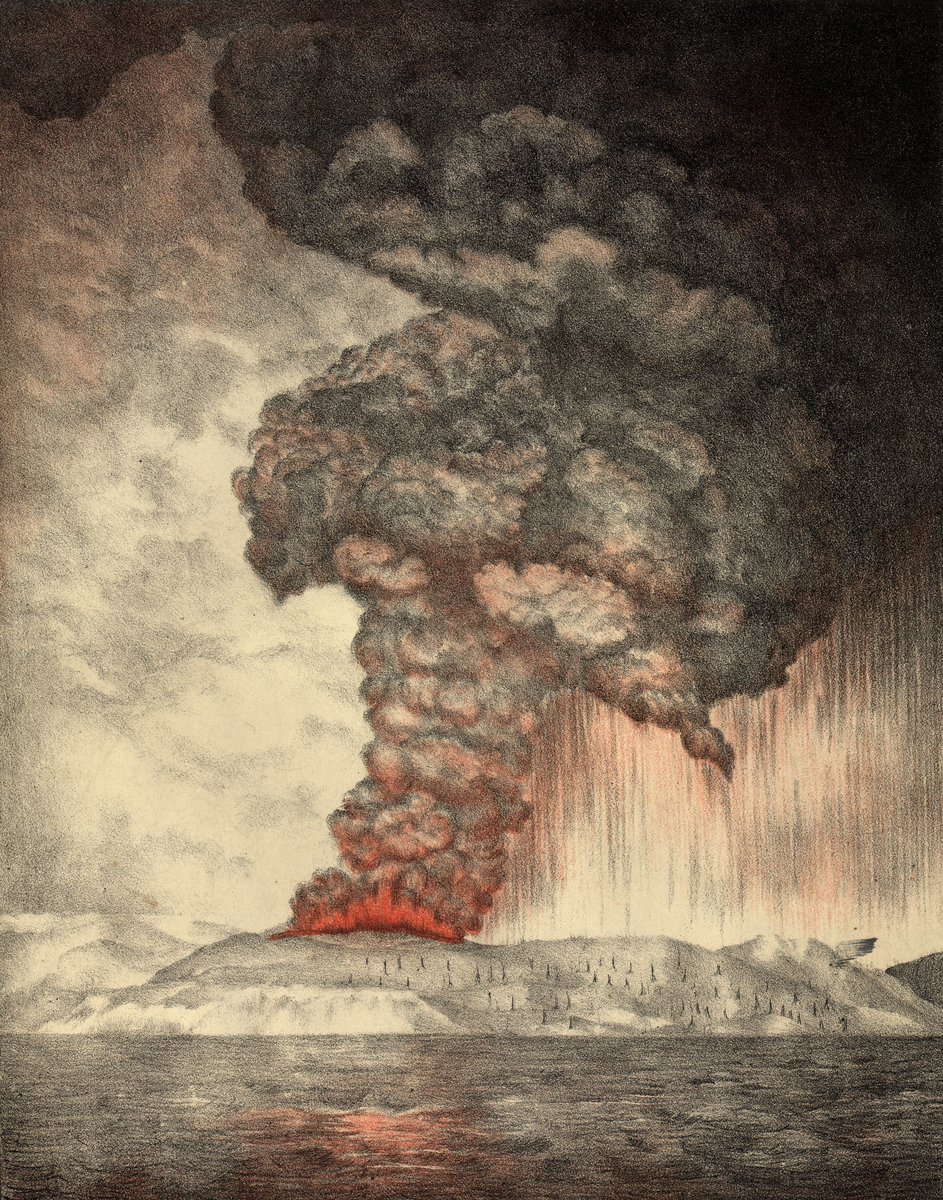 Lithograph of the Krakatoa eruption, 1883