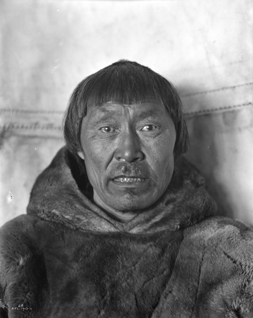 Portrait of a Caribou Inuk man, photographed by Albert Peter Low, 1903-1904
