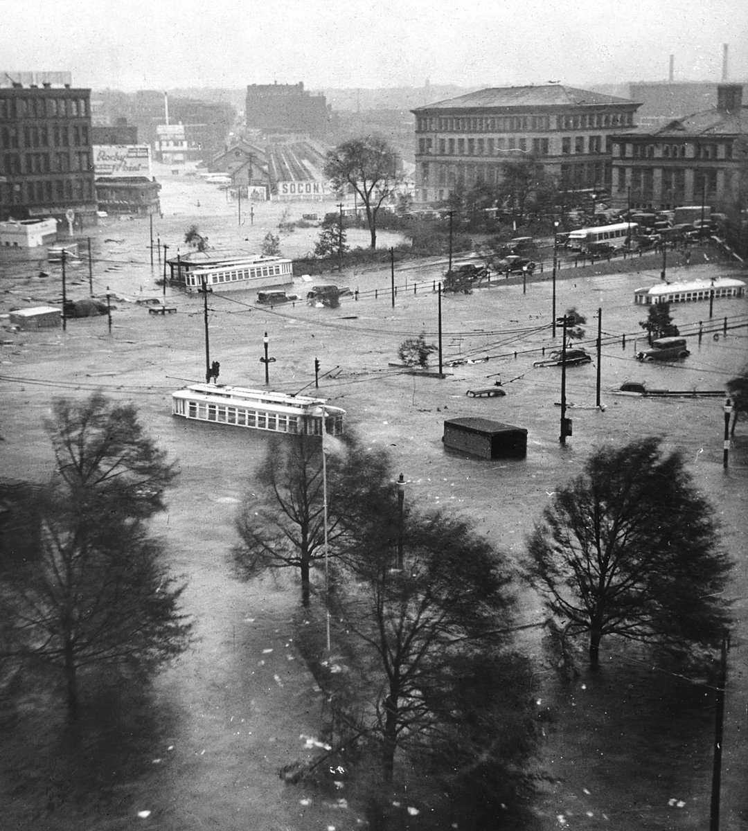 Downtown Providence Rhode Island submerged during the 1938 hurricane