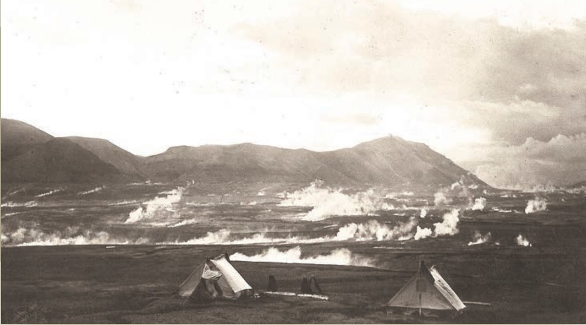 Griggs expedition camp in the Valley of Ten Thousand Smokes, 1917, showing fumaroles