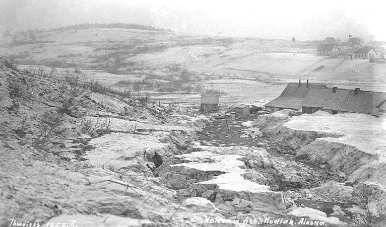 Ash covering the town of Kodiak following the eruption of Katmai Volcano, 1912