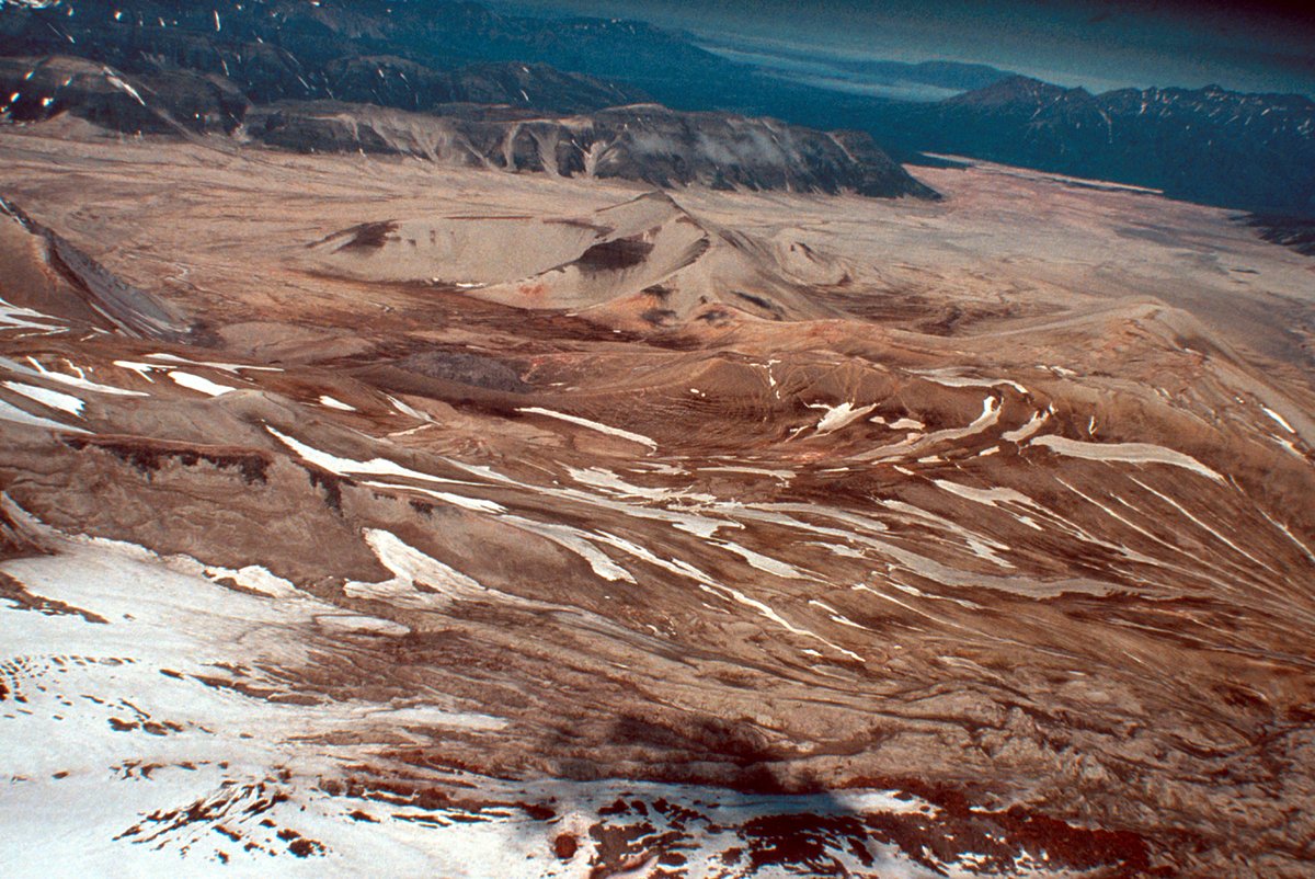 The Novarupta lava dome viewed from Mount Katmai, photographed in 1991