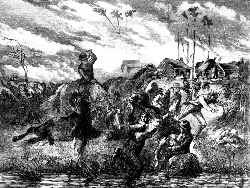 People seeking refuge in the Peshtigo River, Harper's Weekly 1871
