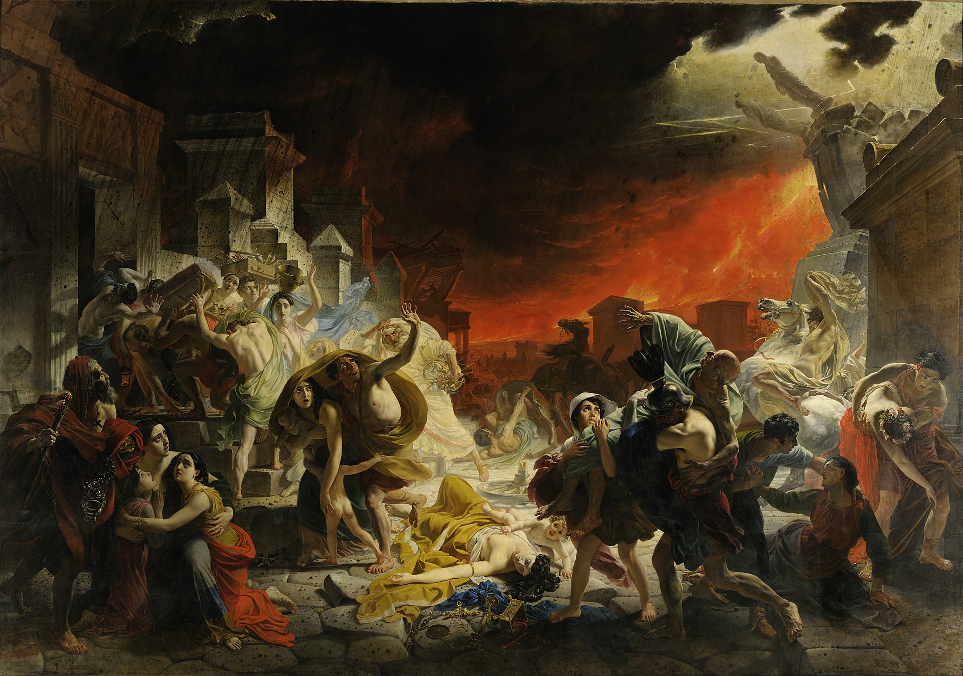 The Last Day of Pompeii, an 1830s painting by Karl Bryullov showing citizens fleeing the eruption