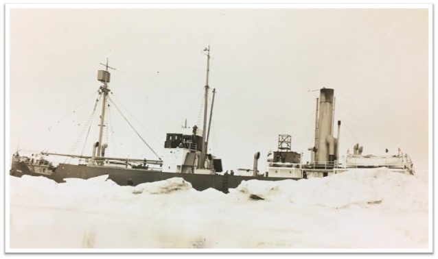 The SS Baychimo trapped in Arctic pack ice, 1931