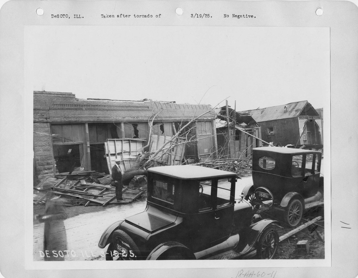 Aerial photograph of De Soto, Illinois taken March 19, 1925, showing tornado destruction