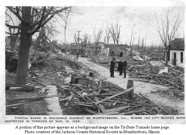 Street-level destruction in Murphysboro, Illinois after the 1925 Tri-State Tornado