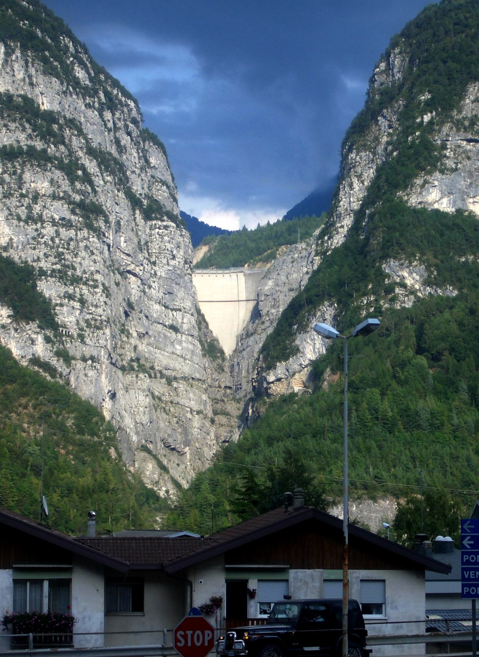 The Vajont Dam seen from Longarone